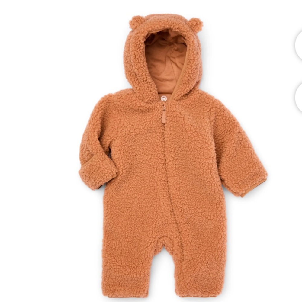 Wonder Nation Baby Teddy Fleece Pram With Hood Dark Latte Size 6M-9M